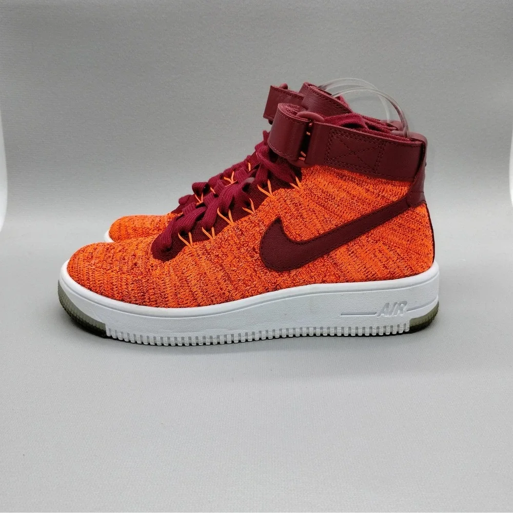 Nike Air Force 1 Flyknit Basketball Shoes Total Crimson Team Red Womens Size 6.5